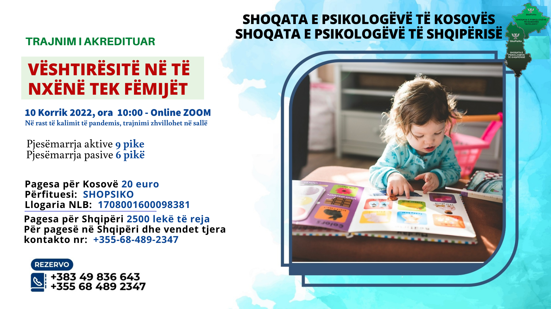 VËSHTIRËSITË NË TË NXËNË TEK FËMIJËT. Trajnim I Akredituar – 10 Korrik 2022